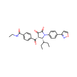 CCNC(=O)c1ccc(C(=O)[C@@H]2C(=O)C(=O)N(c3ccc(-c4ccon4)cc3)[C@@H]2C(CC)CC)cc1 ZINC000139252295