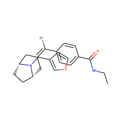 CCNC(=O)c1ccc(C(Br)=C2C[C@@H]3CC[C@H](C2)N3Cc2ccoc2)cc1 ZINC000028396180