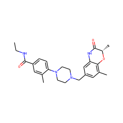 CCNC(=O)c1ccc(N2CCN(Cc3cc(C)c4c(c3)NC(=O)[C@H](C)O4)CC2)c(C)c1 ZINC000096274109