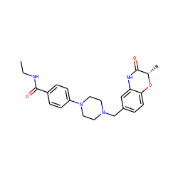 CCNC(=O)c1ccc(N2CCN(Cc3ccc4c(c3)NC(=O)[C@H](C)O4)CC2)cc1 ZINC000096274119