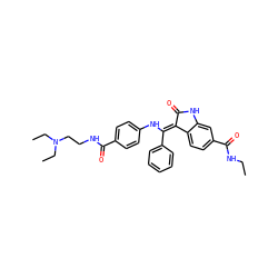 CCNC(=O)c1ccc2c(c1)NC(=O)/C2=C(\Nc1ccc(C(=O)NCCN(CC)CC)cc1)c1ccccc1 ZINC000101372867