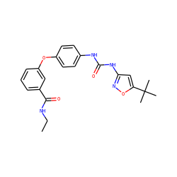 CCNC(=O)c1cccc(Oc2ccc(NC(=O)Nc3cc(C(C)(C)C)on3)cc2)c1 ZINC000013589520