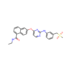 CCNC(=O)c1cccc2cc(Oc3ccnc(Nc4cccc(CS(C)(=O)=O)c4)n3)ccc12 ZINC000653780363