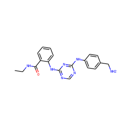 CCNC(=O)c1ccccc1Nc1ncnc(Nc2ccc(CN)cc2)n1 ZINC000096273908