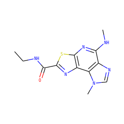 CCNC(=O)c1nc2c(nc(NC)c3ncn(C)c32)s1 ZINC000040951296
