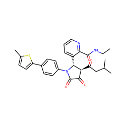 CCNC(=O)c1ncccc1[C@@H]1[C@@H](C(=O)CC(C)C)C(=O)C(=O)N1c1ccc(-c2ccc(C)s2)cc1 ZINC000169696521