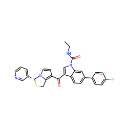 CCNC(=O)n1cc(C(=O)c2ccn3c2CS[C@@H]3c2cccnc2)c2ccc(-c3ccc(F)cc3)cc21 ZINC000026731650
