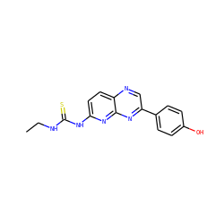 CCNC(=S)Nc1ccc2ncc(-c3ccc(O)cc3)nc2n1 ZINC000148616021