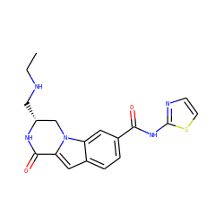 CCNC[C@@H]1Cn2c(cc3ccc(C(=O)Nc4nccs4)cc32)C(=O)N1 ZINC000029125955