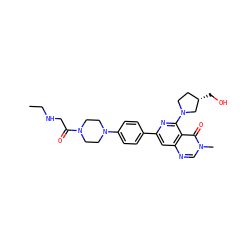 CCNCC(=O)N1CCN(c2ccc(-c3cc4ncn(C)c(=O)c4c(N4CC[C@H](CO)C4)n3)cc2)CC1 ZINC000115625276