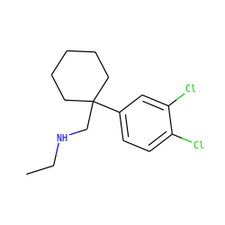CCNCC1(c2ccc(Cl)c(Cl)c2)CCCCC1 ZINC000066080172