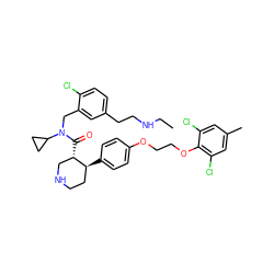 CCNCCc1ccc(Cl)c(CN(C(=O)[C@H]2CNCC[C@@H]2c2ccc(OCCOc3c(Cl)cc(C)cc3Cl)cc2)C2CC2)c1 ZINC000072147672