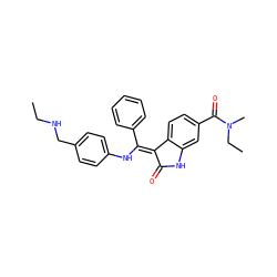 CCNCc1ccc(N/C(=C2\C(=O)Nc3cc(C(=O)N(C)CC)ccc32)c2ccccc2)cc1 ZINC000064512980