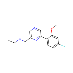 CCNCc1cncc(-c2ccc(F)cc2OC)n1 ZINC000071332074