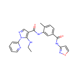 CCNc1c(C(=O)Nc2cc(C(=O)Nc3ccon3)ccc2C)cnn1-c1ccccn1 ZINC000064559551