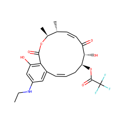 CCNc1cc(O)c2c(c1)/C=C/C[C@H](OC(=O)C(F)(F)F)[C@@H](O)C(=O)/C=C\[C@@H](C)[C@H](C)OC2=O ZINC000201700871