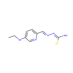 CCNc1ccc(/C=N/N=C(/N)S)nc1 ZINC000013756690