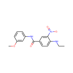 CCNc1ccc(C(=O)Nc2cccc(OC)c2)cc1[N+](=O)[O-] ZINC000016029949