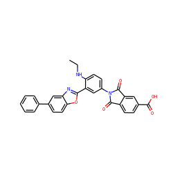 CCNc1ccc(N2C(=O)c3ccc(C(=O)O)cc3C2=O)cc1-c1nc2cc(-c3ccccc3)ccc2o1 ZINC000026978266