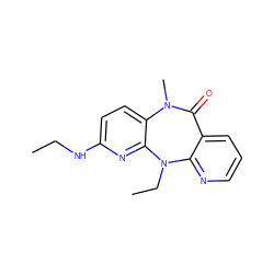 CCNc1ccc2c(n1)N(CC)c1ncccc1C(=O)N2C ZINC000006385380