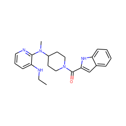 CCNc1cccnc1N(C)C1CCN(C(=O)c2cc3ccccc3[nH]2)CC1 ZINC000006385383