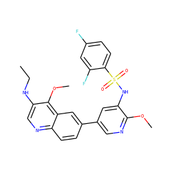CCNc1cnc2ccc(-c3cnc(OC)c(NS(=O)(=O)c4ccc(F)cc4F)c3)cc2c1OC ZINC001772584774