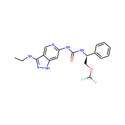 CCNc1n[nH]c2cc(NC(=O)N[C@H](COC(F)F)c3ccccc3)ncc12 ZINC001772615854