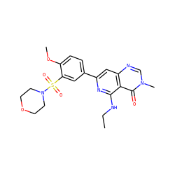CCNc1nc(-c2ccc(OC)c(S(=O)(=O)N3CCOCC3)c2)cc2ncn(C)c(=O)c12 ZINC000115622225