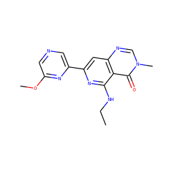 CCNc1nc(-c2cncc(OC)n2)cc2ncn(C)c(=O)c12 ZINC000115624338