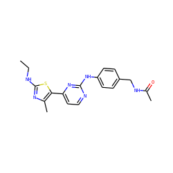 CCNc1nc(C)c(-c2ccnc(Nc3ccc(CNC(C)=O)cc3)n2)s1 ZINC000035996783