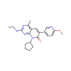 CCNc1nc(C)c2cc(-c3ccc(OC)nc3)c(=O)n(C3CCCC3)c2n1 ZINC000141065831
