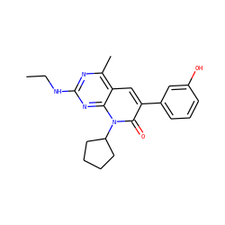 CCNc1nc(C)c2cc(-c3cccc(O)c3)c(=O)n(C3CCCC3)c2n1 ZINC000141096001
