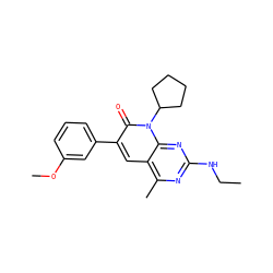 CCNc1nc(C)c2cc(-c3cccc(OC)c3)c(=O)n(C3CCCC3)c2n1 ZINC000117768875