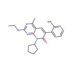 CCNc1nc(C)c2cc(-c3cccnc3N)c(=O)n(C3CCCC3)c2n1 ZINC000117698992