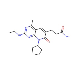 CCNc1nc(C)c2cc(CCC(N)=O)c(=O)n(C3CCCC3)c2n1 ZINC000140671437