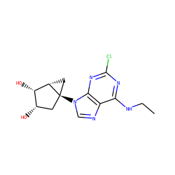 CCNc1nc(Cl)nc2c1ncn2[C@@]12C[C@H](O)[C@H](O)[C@@H]1C2 ZINC001772655634