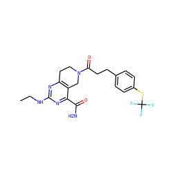 CCNc1nc2c(c(C(N)=O)n1)CN(C(=O)CCc1ccc(SC(F)(F)F)cc1)CC2 ZINC000095586191