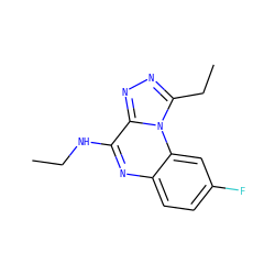CCNc1nc2ccc(F)cc2n2c(CC)nnc12 ZINC000026376021