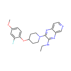 CCNc1nc2cnccc2nc1N1CCC(Oc2ccc(OC)cc2F)CC1 ZINC000653665412