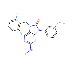 CCNc1ncc2c(n1)n(-c1cccc(OC)c1)c(=O)n2Cc1c(F)cccc1F ZINC000040423866