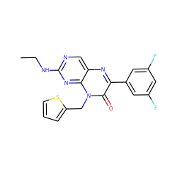 CCNc1ncc2nc(-c3cc(F)cc(F)c3)c(=O)n(Cc3cccs3)c2n1 ZINC000004238434