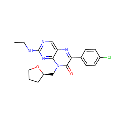CCNc1ncc2nc(-c3ccc(Cl)cc3)c(=O)n(C[C@H]3CCCO3)c2n1 ZINC000004238880