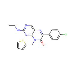CCNc1ncc2nc(-c3ccc(Cl)cc3)c(=O)n(Cc3cccs3)c2n1 ZINC000004239196