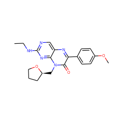 CCNc1ncc2nc(-c3ccc(OC)cc3)c(=O)n(C[C@H]3CCCO3)c2n1 ZINC000004239155