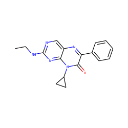 CCNc1ncc2nc(-c3ccccc3)c(=O)n(C3CC3)c2n1 ZINC000004238290