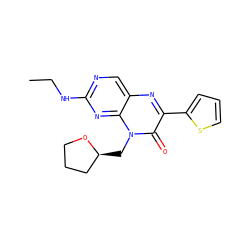 CCNc1ncc2nc(-c3cccs3)c(=O)n(C[C@H]3CCCO3)c2n1 ZINC000004238854
