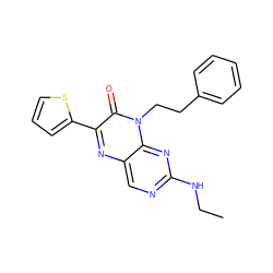 CCNc1ncc2nc(-c3cccs3)c(=O)n(CCc3ccccc3)c2n1 ZINC000004238611