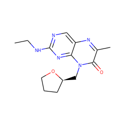 CCNc1ncc2nc(C)c(=O)n(C[C@H]3CCCO3)c2n1 ZINC000004238824