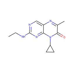 CCNc1ncc2nc(C)c(=O)n(C3CC3)c2n1 ZINC000004238932