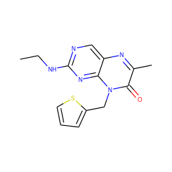 CCNc1ncc2nc(C)c(=O)n(Cc3cccs3)c2n1 ZINC000004238822